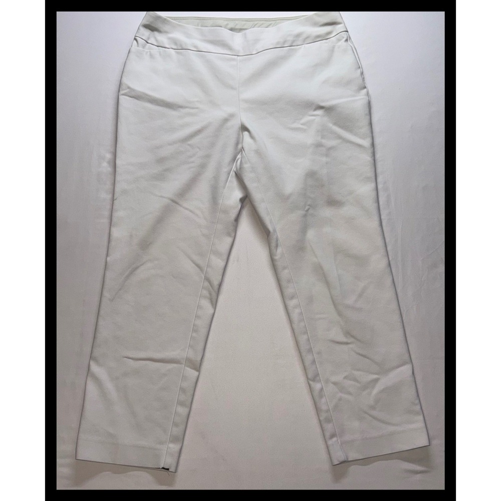 Investments Crop Pants Womens 12 White Pull On Stretch Cotton Blend Career